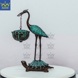 Lư Xông Trầm Hạc Ngậm Đài Sen - Nâu Đồng