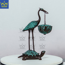 Lư Xông Trầm Hạc Ngậm Đài Sen - Nâu Đồng