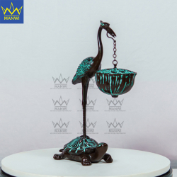 Lư Xông Trầm Hạc Ngậm Đài Sen - Nâu Đồng