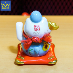 Mèo Thần Tài Vẫy Tay Khai Sắc Daruma - Xanh